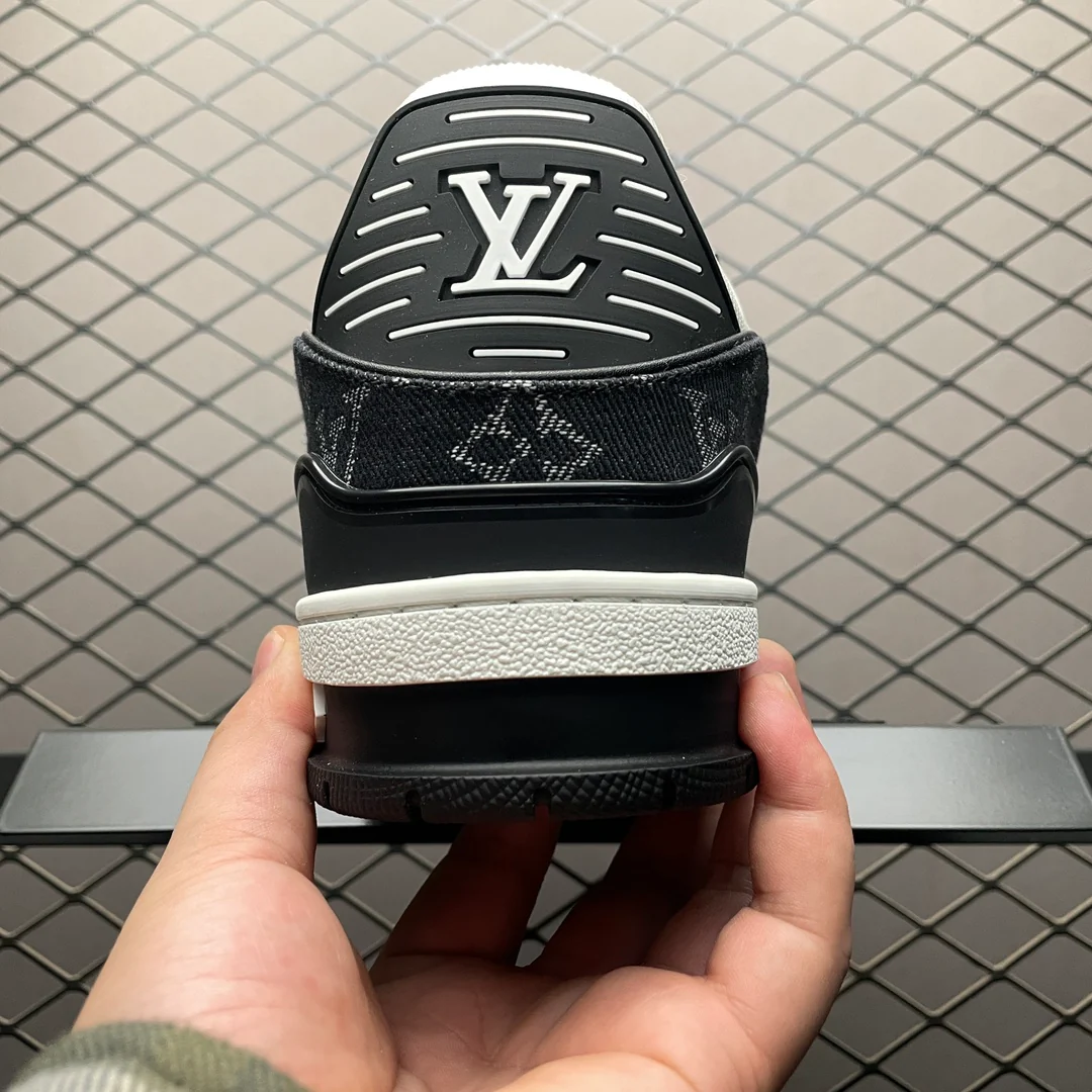 LV Trainers Monogram Denim Black - Image 7