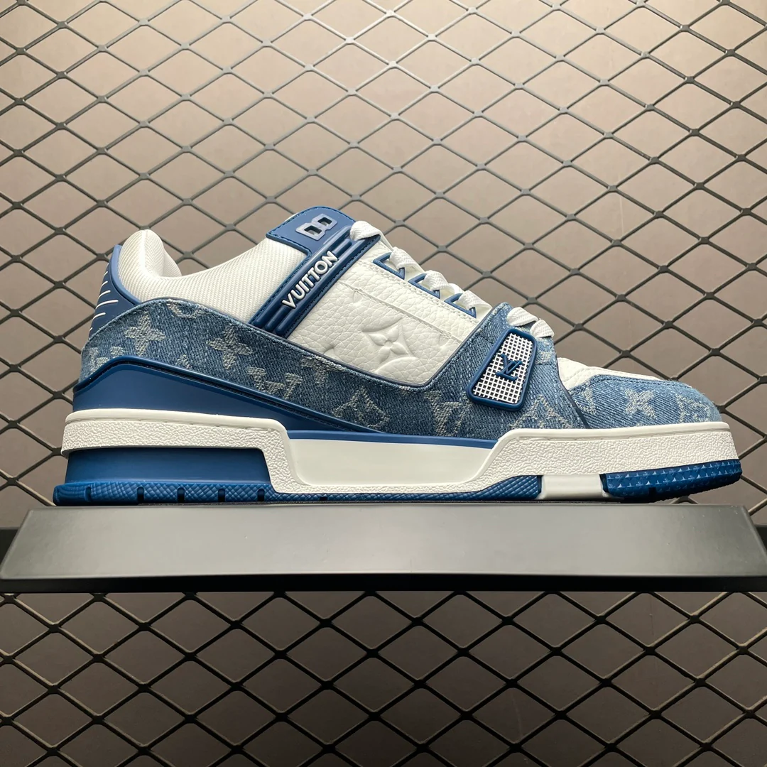 LV Trainers Monogram Denim Blue - Image 2