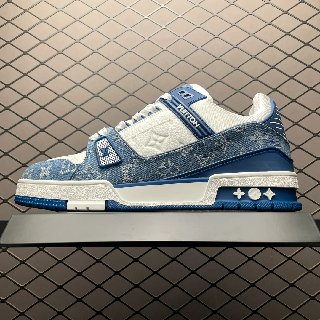 LV Trainers Monogram Denim Blue - Image 3