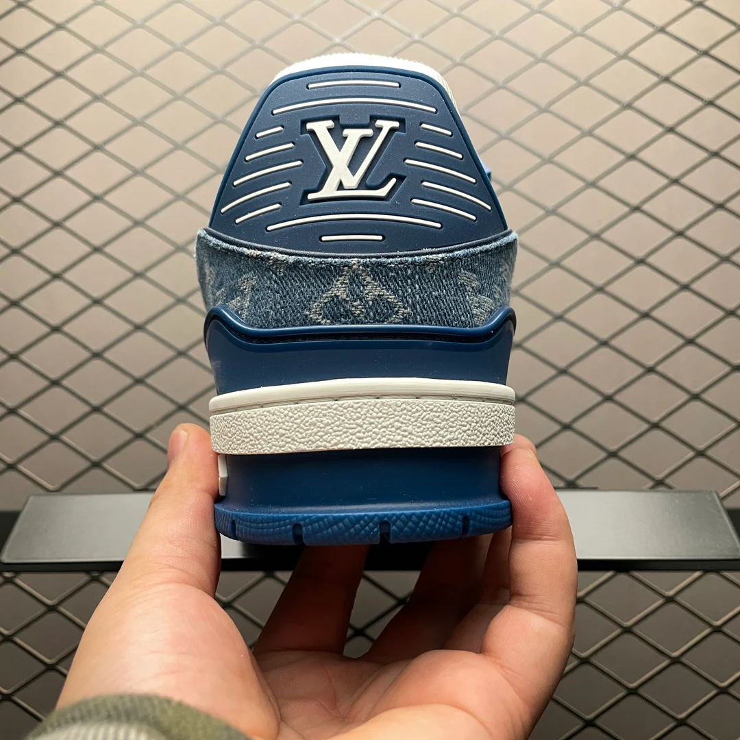 LV Trainers Monogram Denim Blue - Image 8