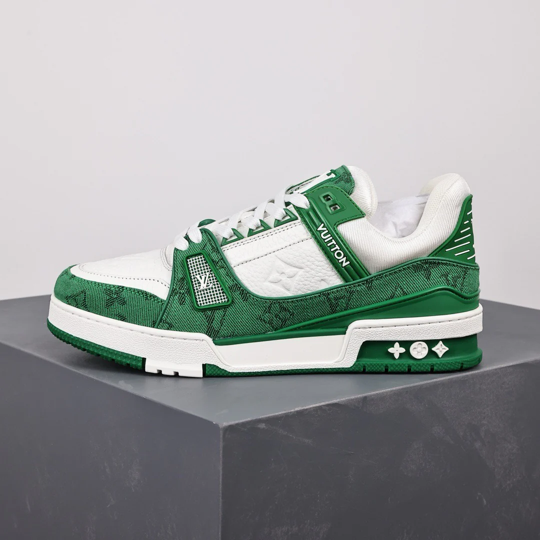 LV Trainers Monogram Denim Green - Image 10