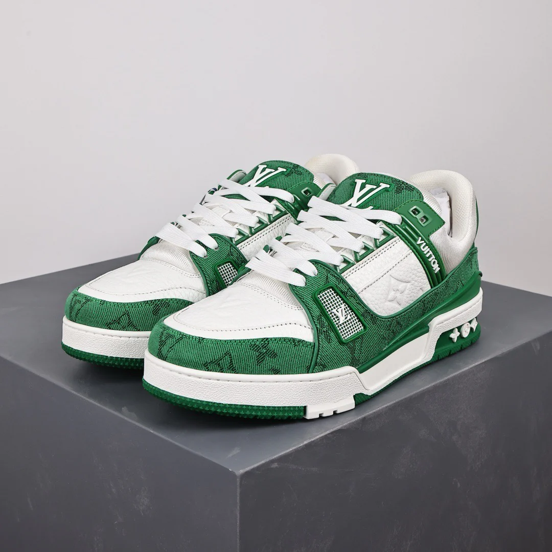 LV Trainers Monogram Denim Green - Image 2