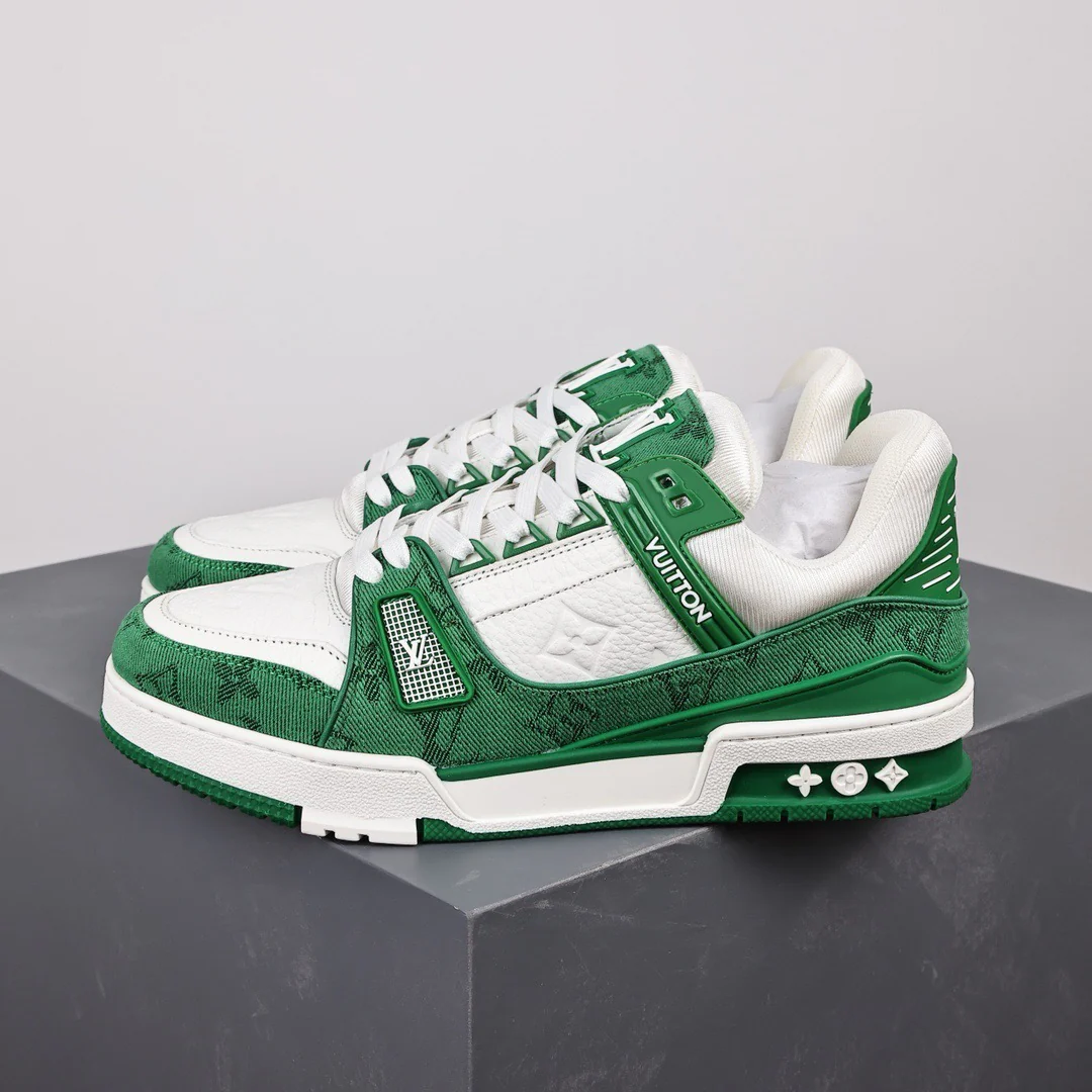 LV Trainers Monogram Denim Green - Image 3