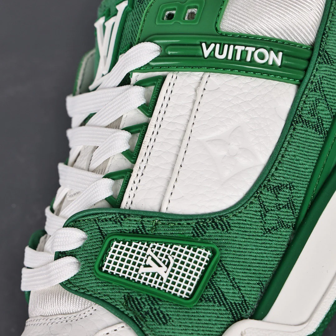 LV Trainers Monogram Denim Green - Image 7