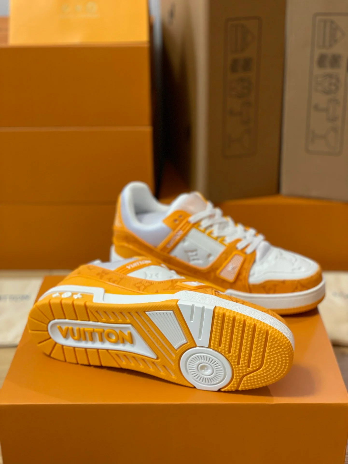 LV Trainers Monogram Denim Yellow - Image 10