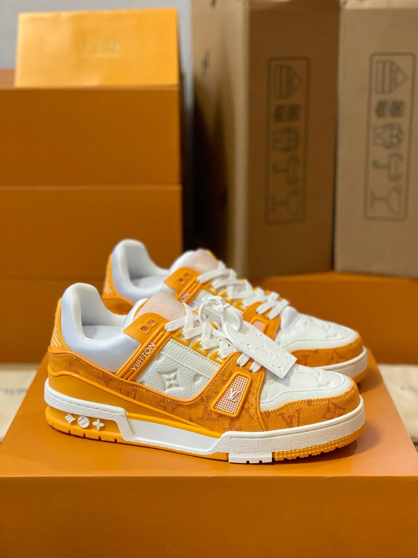 LV Trainers Monogram Denim Yellow - Image 2