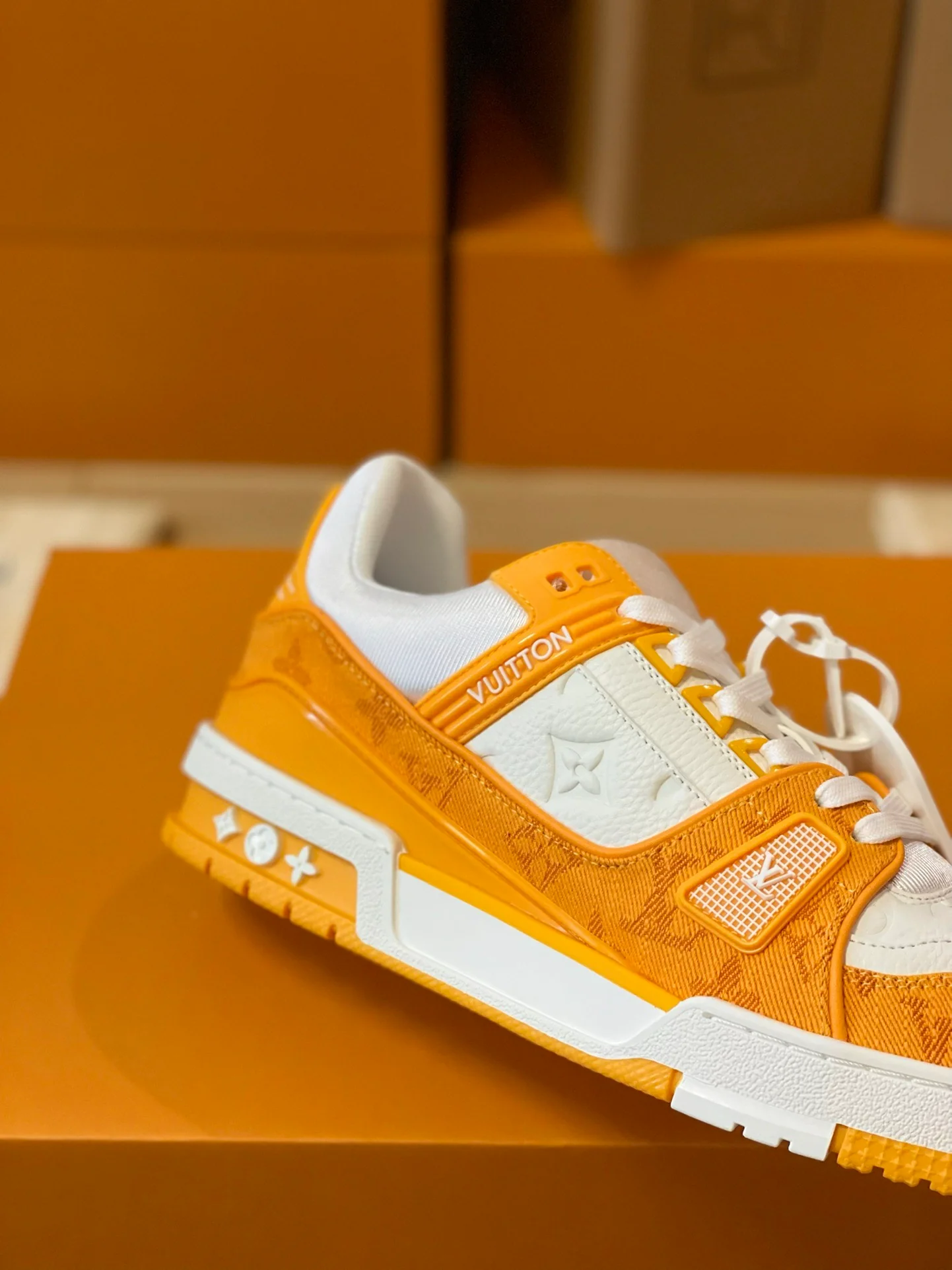 LV Trainers Monogram Denim Yellow - Image 3