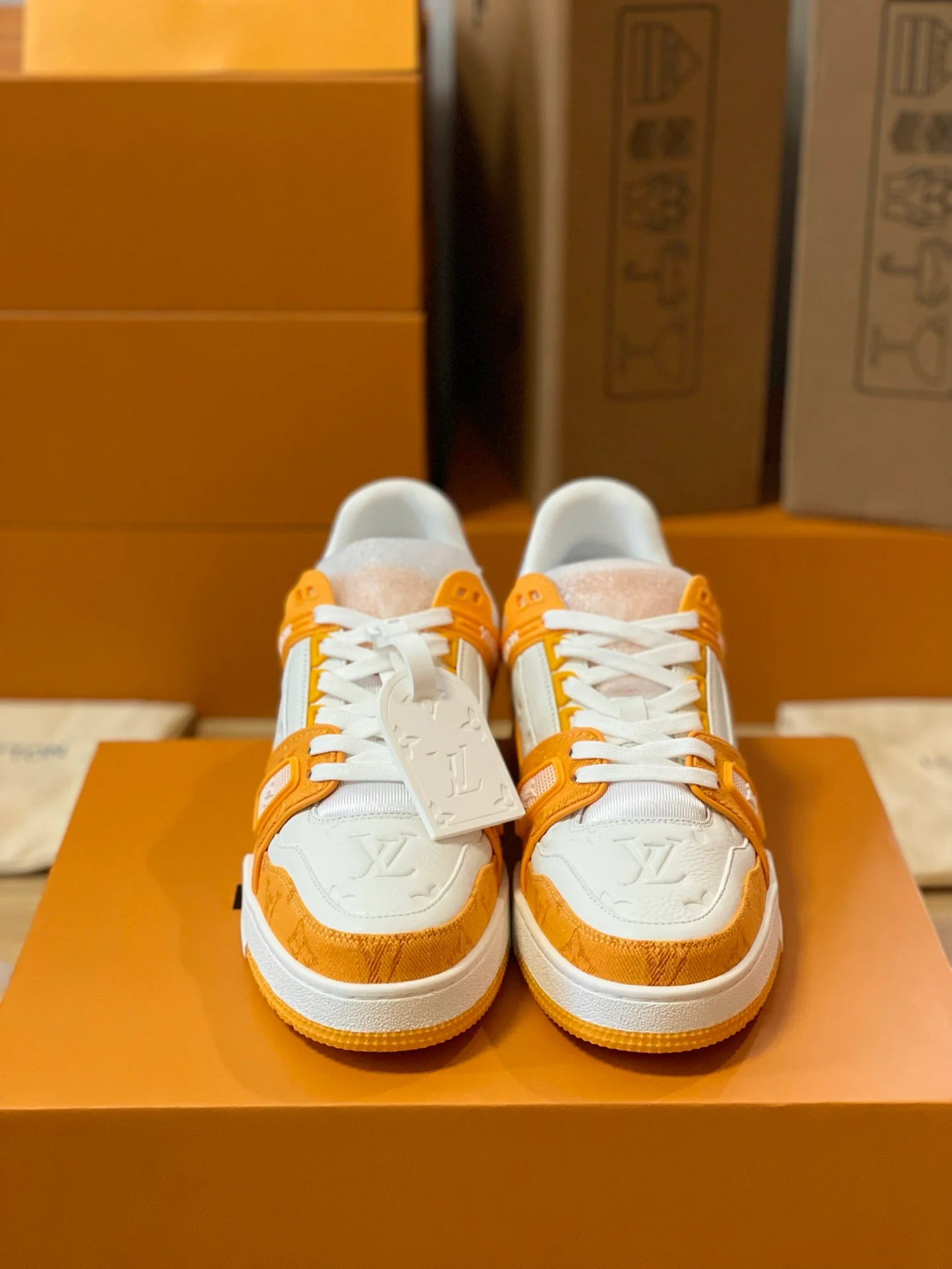 LV Trainers Monogram Denim Yellow - Image 5