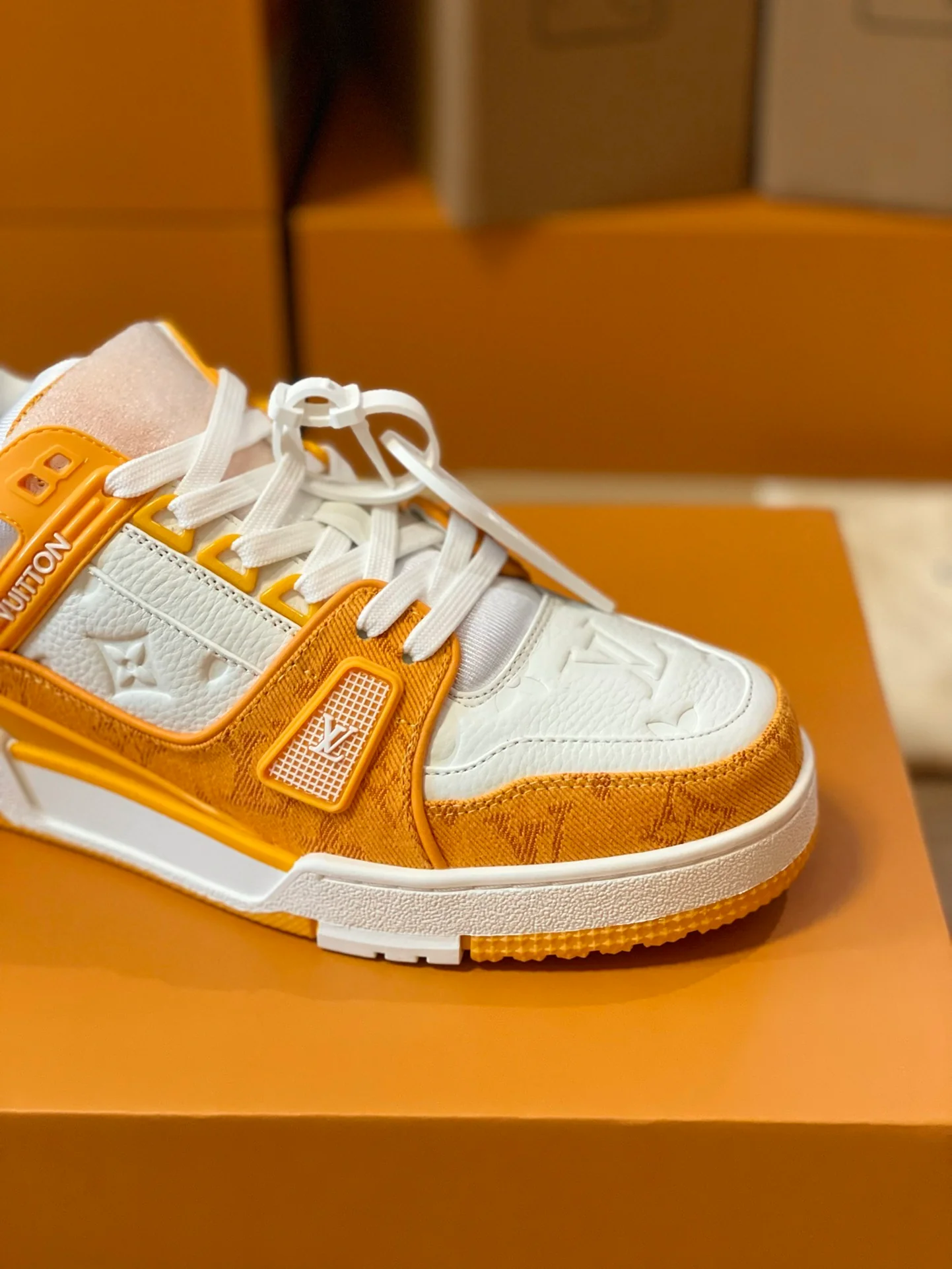 LV Trainers Monogram Denim Yellow - Image 7