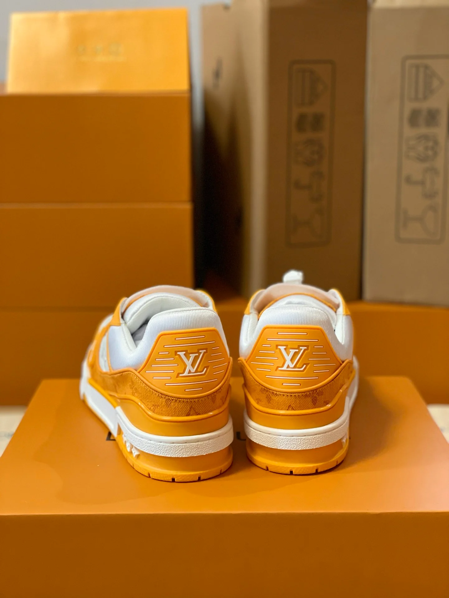 LV Trainers Monogram Denim Yellow - Image 9