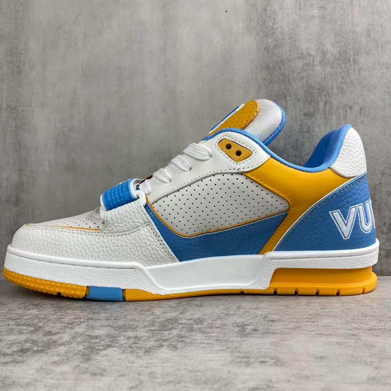 LV Trainers Velcro Blue Yellow - Image 4