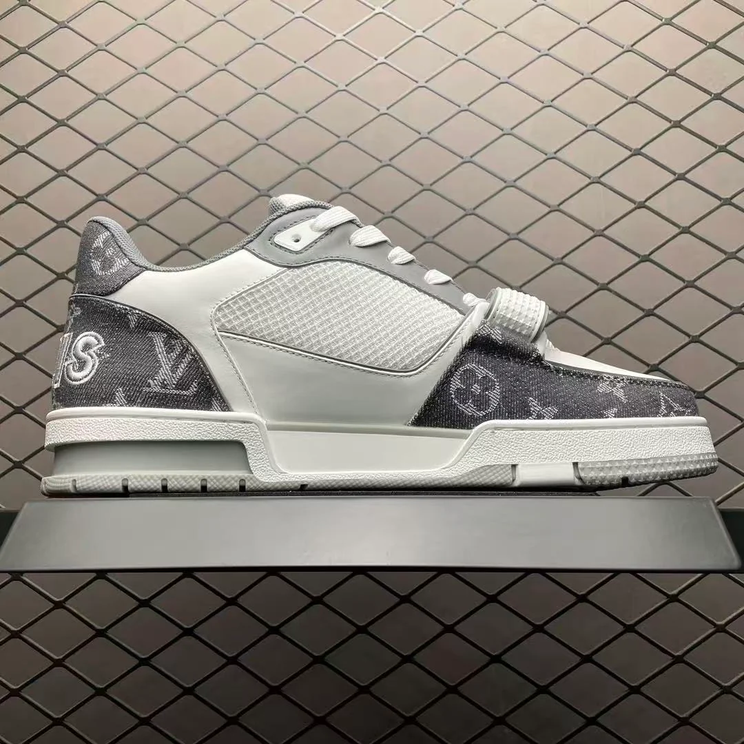 LV Trainers Velcro Denim Grey - Image 4