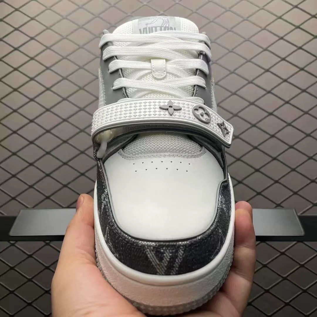LV Trainers Velcro Denim Grey - Image 5