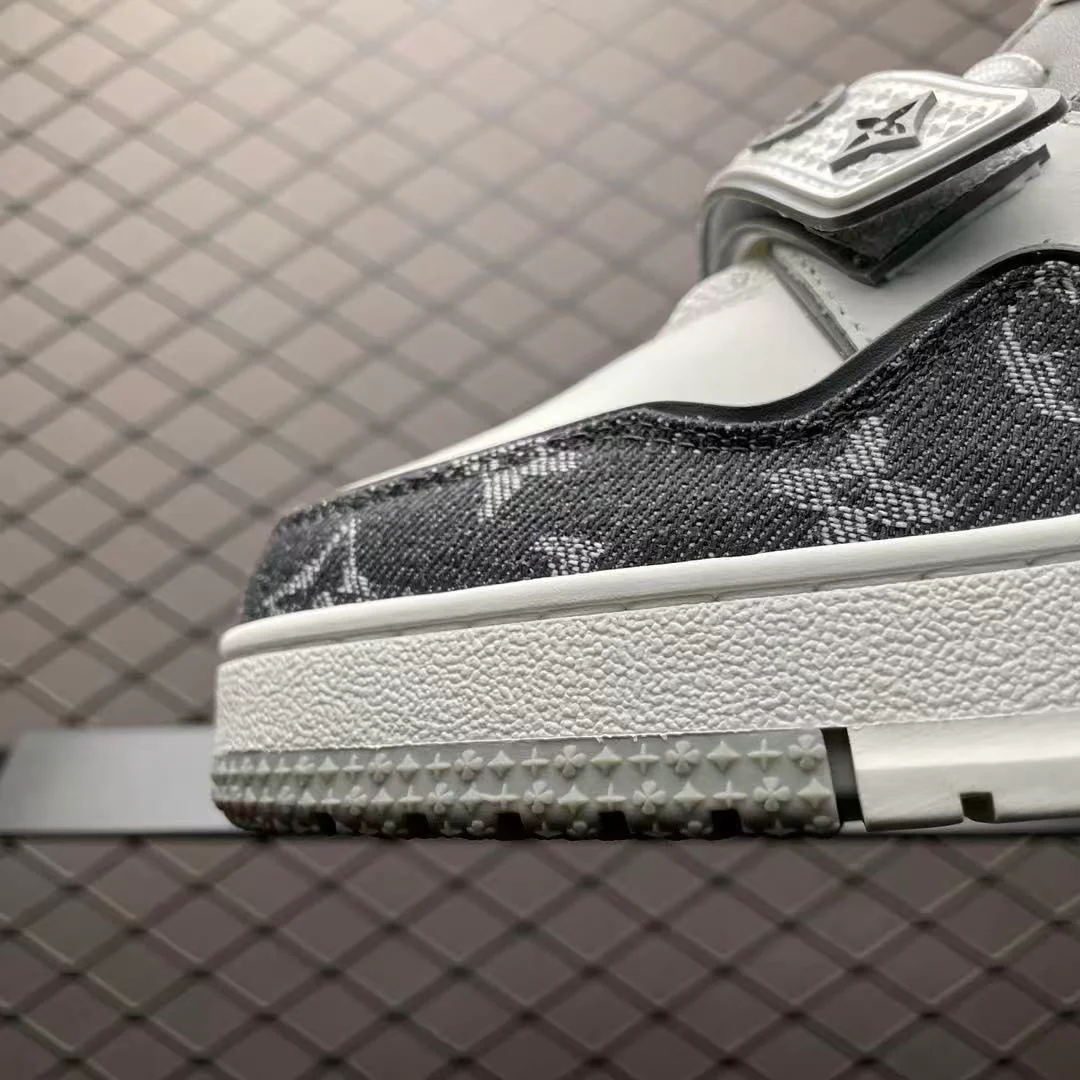 LV Trainers Velcro Denim Grey - Image 6