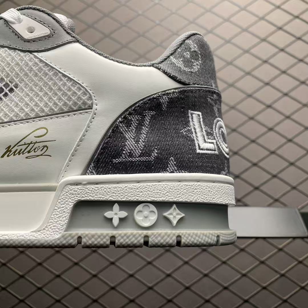 LV Trainers Velcro Denim Grey - Image 9
