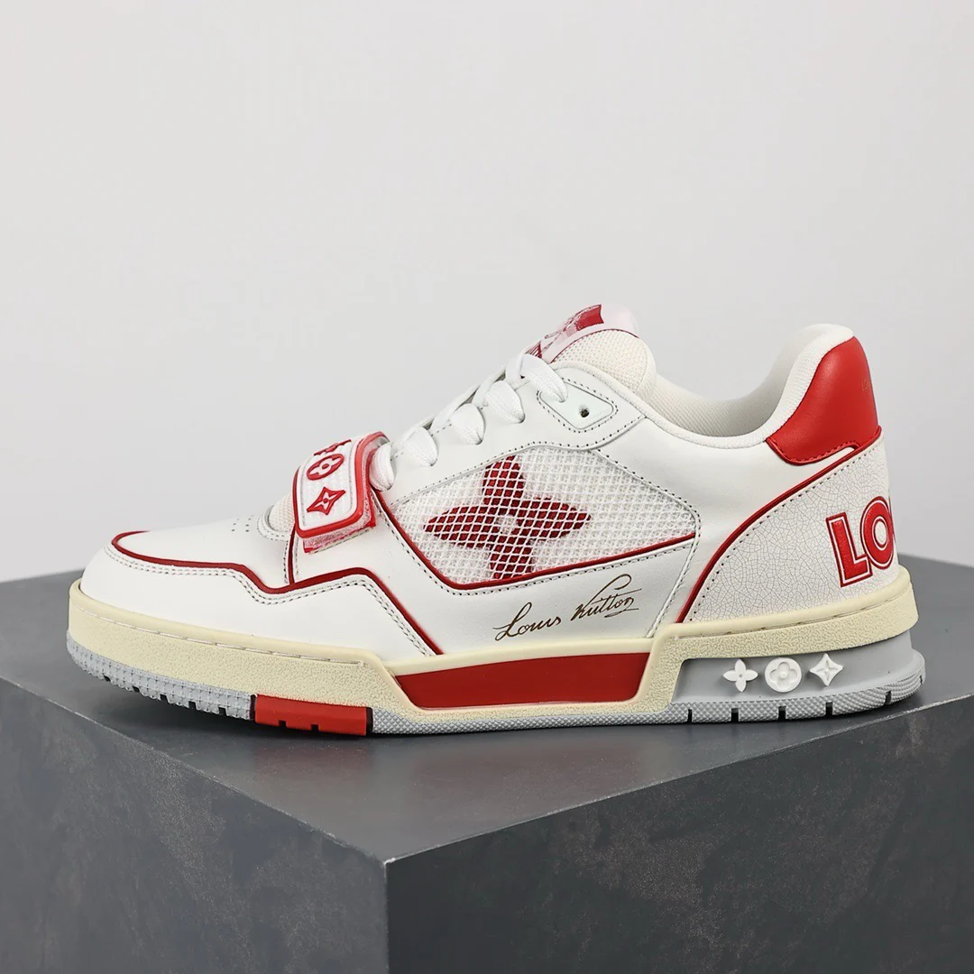 LV Trainers Velcro Strap Mesh Red - Image 10