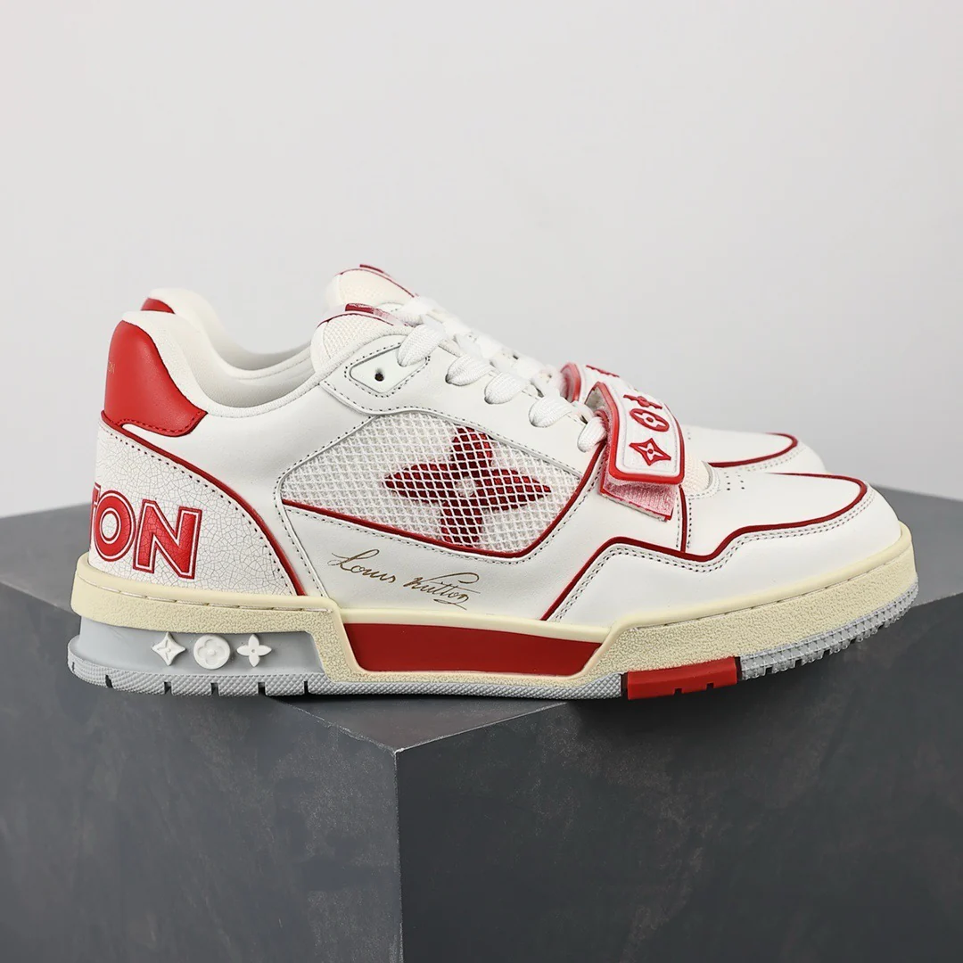 LV Trainers Velcro Strap Mesh Red - Image 2