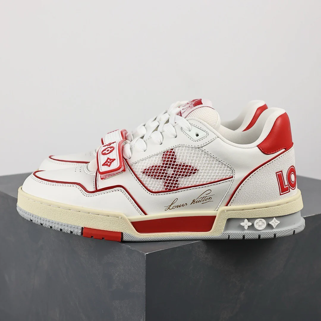 LV Trainers Velcro Strap Mesh Red - Image 4