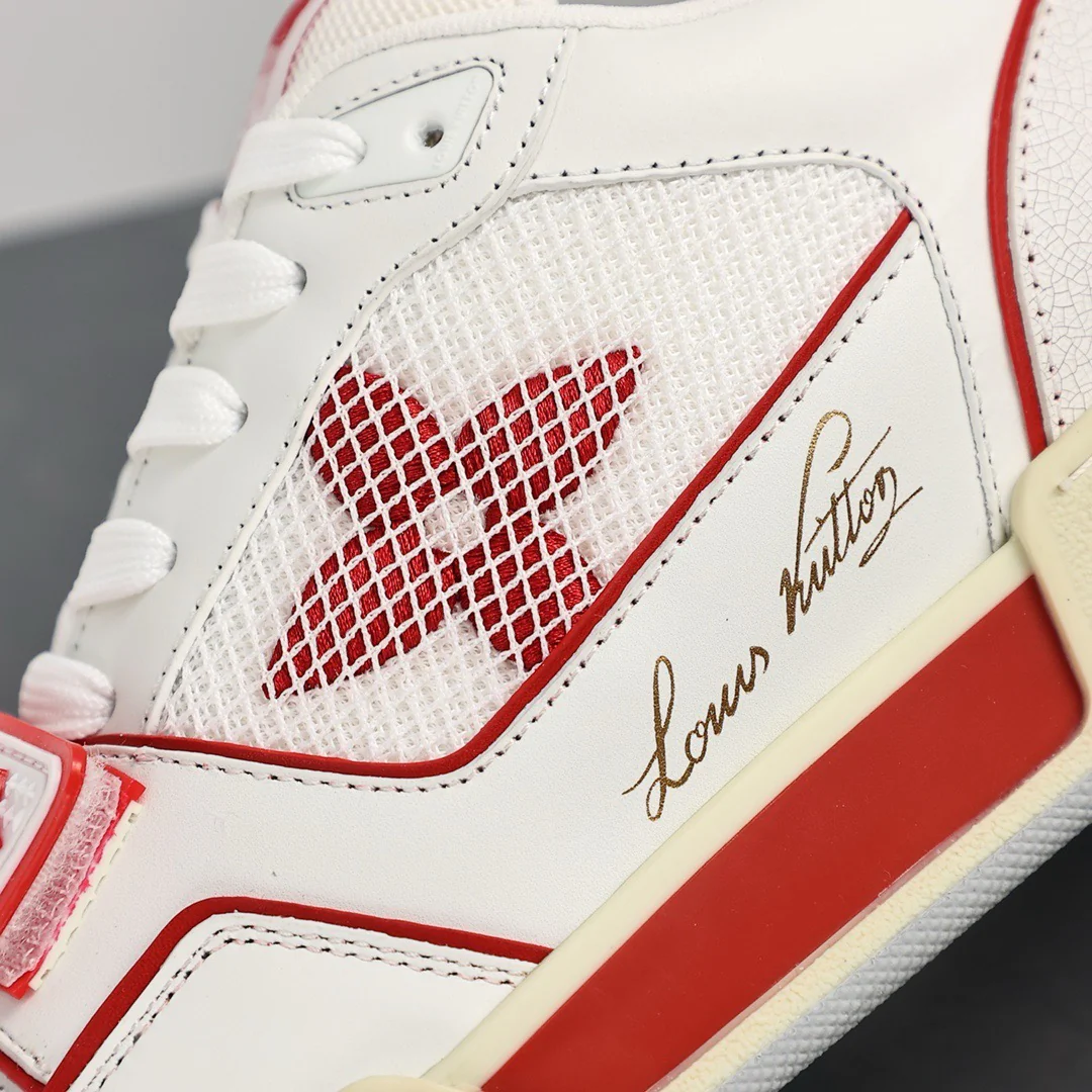 LV Trainers Velcro Strap Mesh Red - Image 5
