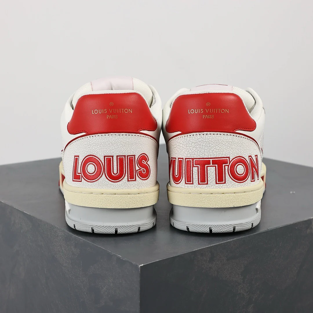 LV Trainers Velcro Strap Mesh Red - Image 6