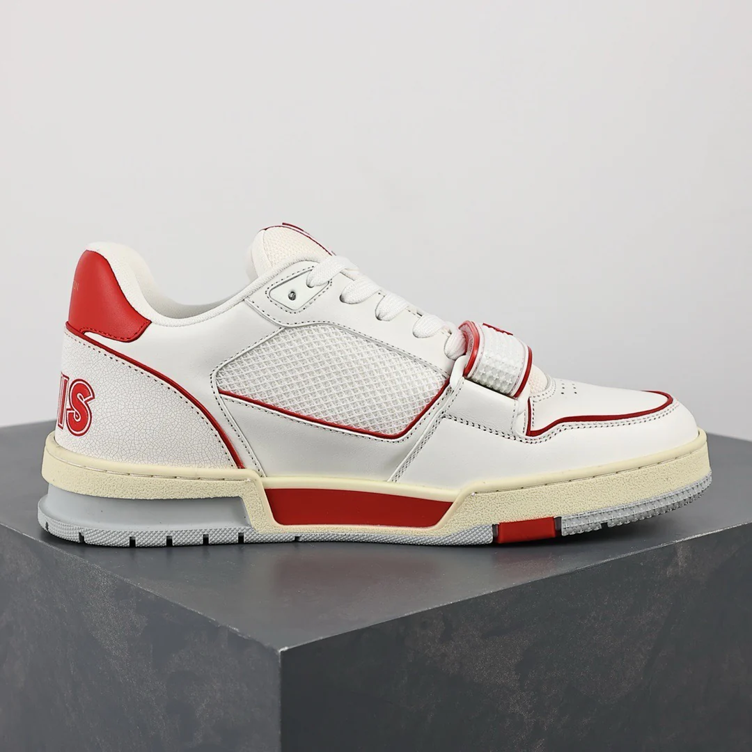 LV Trainers Velcro Strap Mesh Red - Image 7