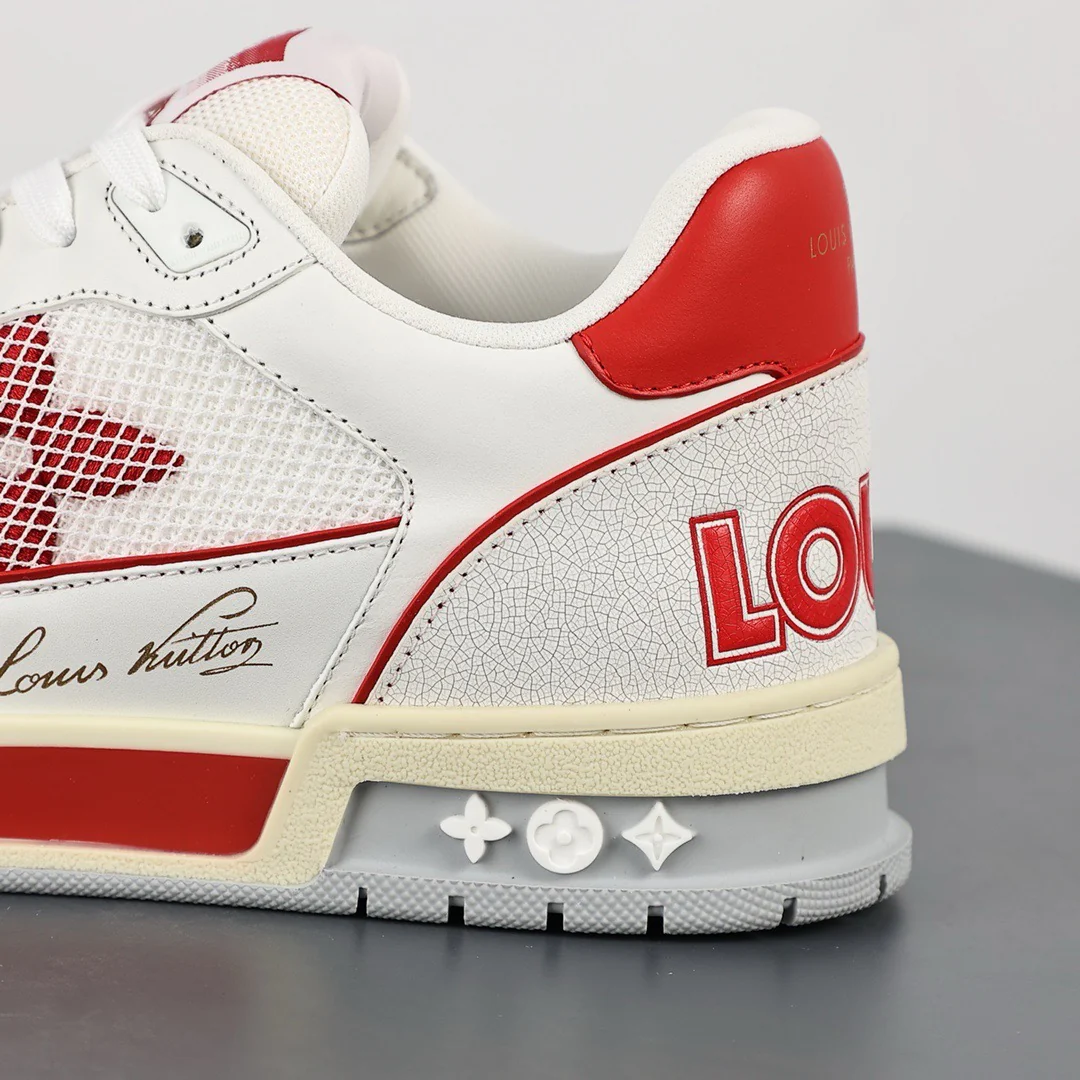 LV Trainers Velcro Strap Mesh Red - Image 8