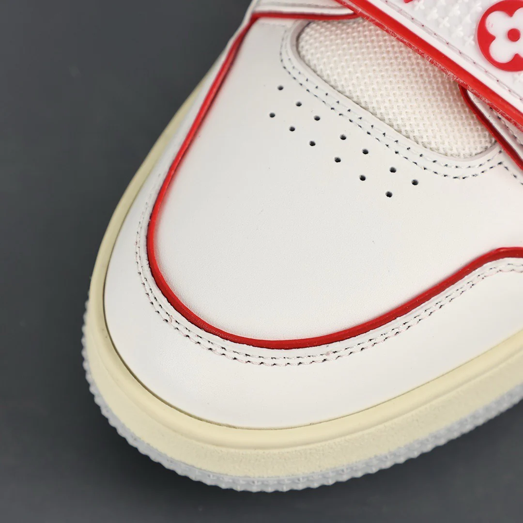LV Trainers Velcro Strap Mesh Red - Image 9