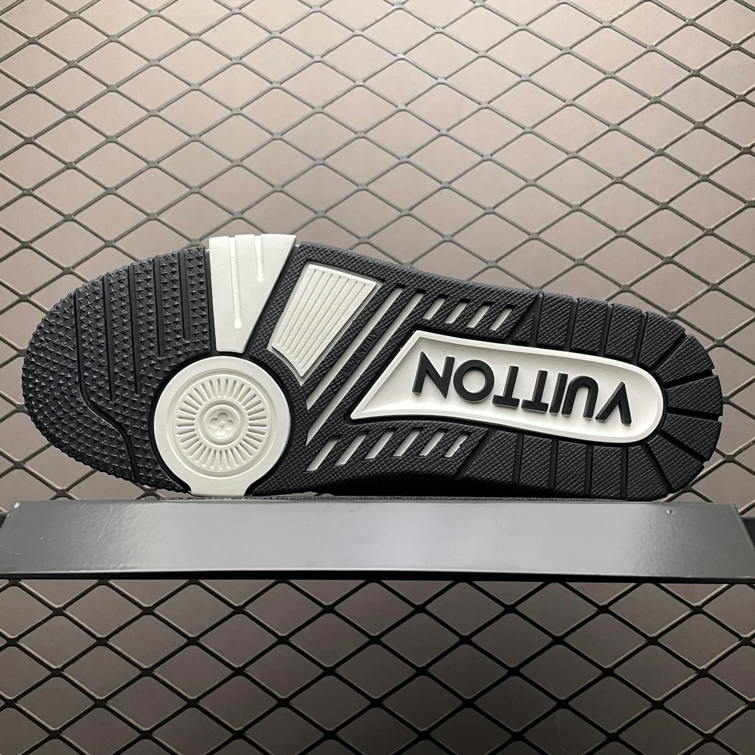 LV Trainers Velcro Strap Monogram Denim Black - Image 4