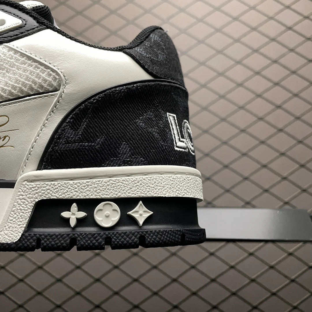 LV Trainers Velcro Strap Monogram Denim Black - Image 8