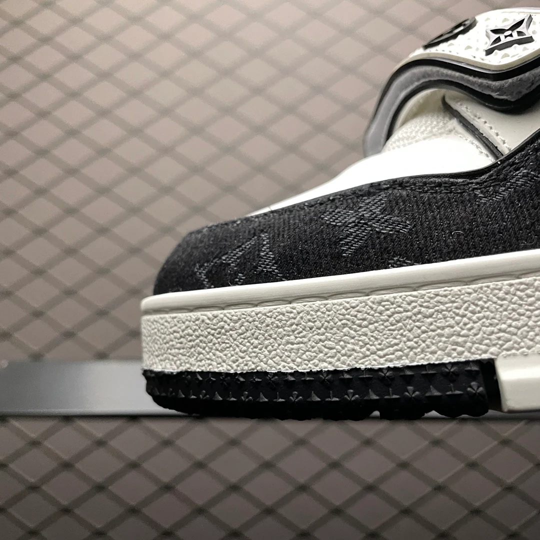 LV Trainers Velcro Strap Monogram Denim Black - Image 9