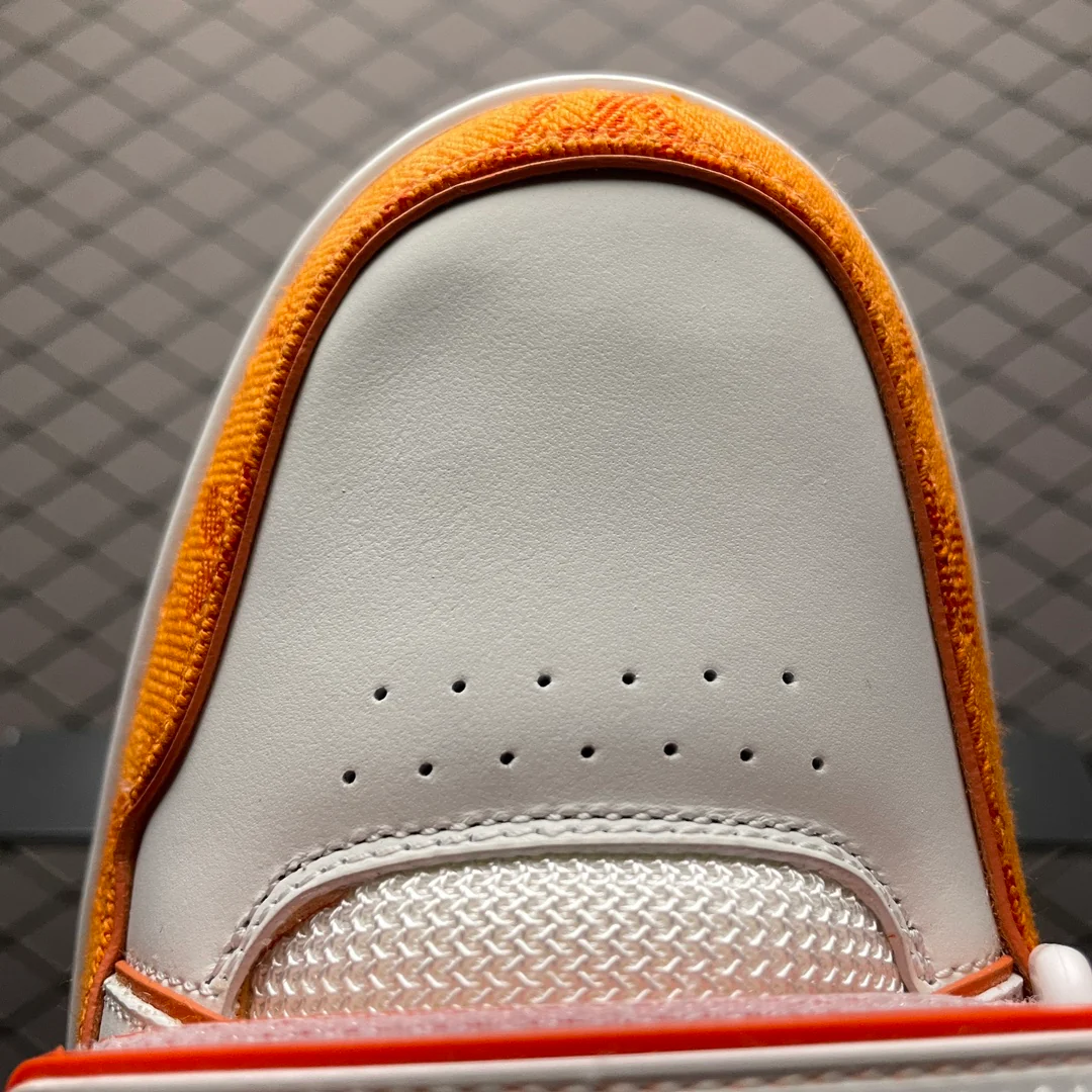 LV Trainers Velcro Strap Monogram Denim Orange - Image 5