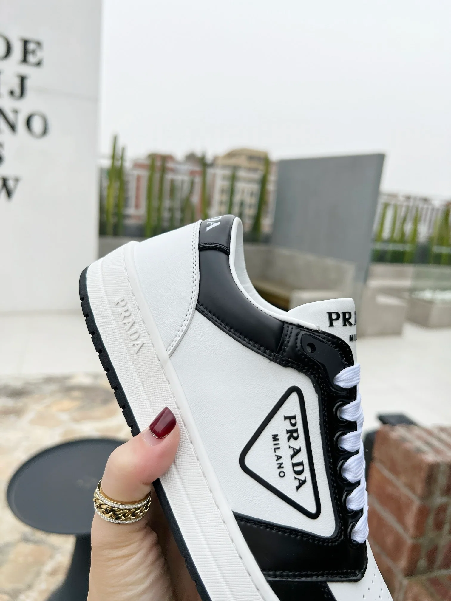 Prada District Leather Black & White - Image 4