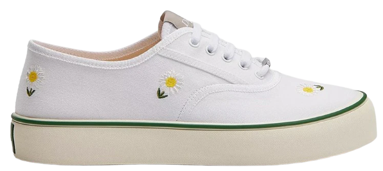 Saltwind Sneaker Daisy Motif on White Cotton