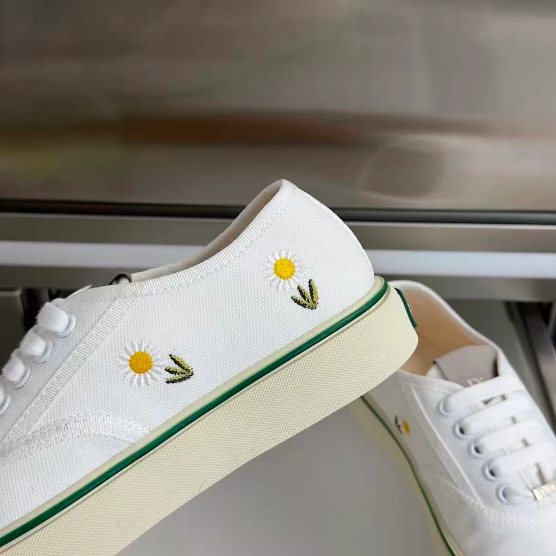 Saltwind Sneaker Daisy Motif on White Cotton - Image 8