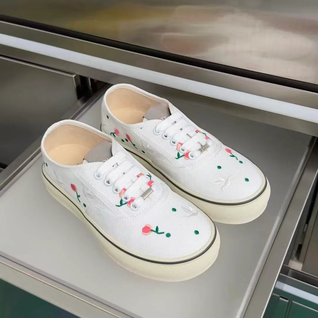 Saltwind Sneaker Doves & Roses Motif on White Cotton - Image 5