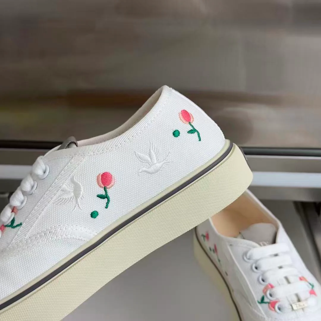 Saltwind Sneaker Doves & Roses Motif on White Cotton - Image 7